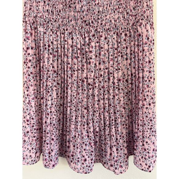Nicholas Revolve Smocked Floral Midi Skirt Womens 6 Cottagecore Whimsy Pink READ - Picture 8 of 14